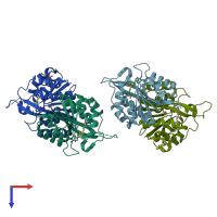 PDB entry 1wy7 coloured by chain, top view.