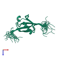 PDB entry 1wy8 coloured by chain, ensemble of 20 models, top view.