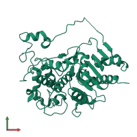 PDB entry 1wyb coloured by chain, front view.
