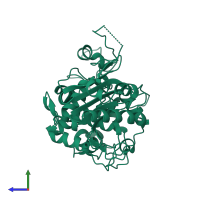 PDB entry 1wyb coloured by chain, side view.