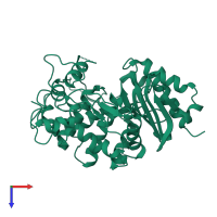 PDB entry 1wyb coloured by chain, top view.