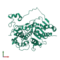 PDB entry 1wyc coloured by chain, front view.