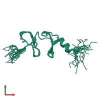 PDB entry 1wyh coloured by chain, ensemble of 20 models, front view.