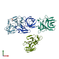 PDB entry 1wyk coloured by chain, front view.