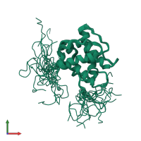 PDB entry 1wym coloured by chain, ensemble of 20 models, front view.