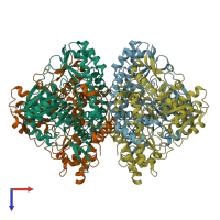 PDB entry 1wyt coloured by chain, top view.