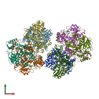 PDB entry 1wyu coloured by chain, front view.