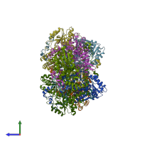 PDB entry 1wyv coloured by chain, side view.