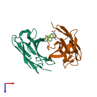 PDB entry 1wz1 coloured by chain, top view.