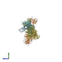 PDB entry 1wz2 coloured by chain, side view.