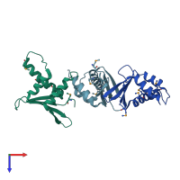 PDB entry 1wz7 coloured by chain, top view.