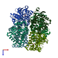PDB entry 1wz8 coloured by chain, top view.