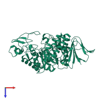 PDB entry 1wza coloured by chain, top view.