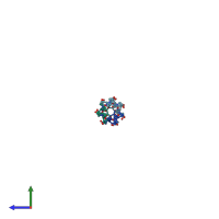 PDB entry 1wzb coloured by chain, side view.