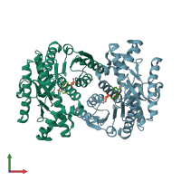 PDB entry 1wze coloured by chain, front view.