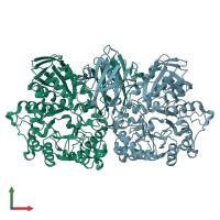 PDB entry 1wzm coloured by chain, front view.