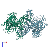 PDB entry 1wzm coloured by chain, top view.