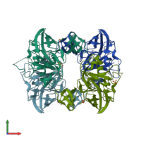 PDB entry 1wzo coloured by chain, front view.