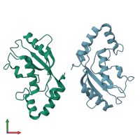 PDB entry 1wzv coloured by chain, front view.