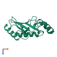 PDB entry 1wzw coloured by chain, top view.