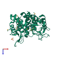 PDB entry 1wzz coloured by chain, top view.