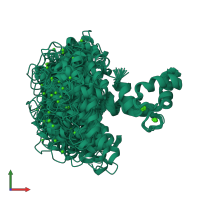 PDB entry 1x02 coloured by chain, ensemble of 20 models, front view.