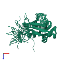 PDB entry 1x0h coloured by chain, ensemble of 20 models, top view.