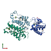 PDB entry 1x0j coloured by chain, front view.