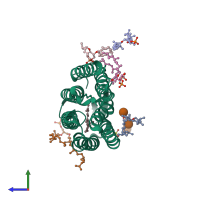 PDB entry 1x0s coloured by chain, side view.