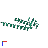 PDB entry 1x0t coloured by chain, top view.