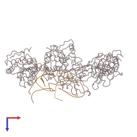 PDB entry 1x18 coloured by chain, top view.