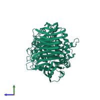 PDB entry 1x1i coloured by chain, side view.