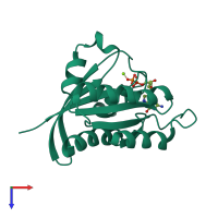 PDB entry 1x1r coloured by chain, top view.