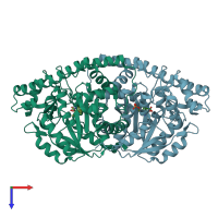 PDB entry 1x2a coloured by chain, top view.