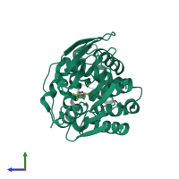 PDB entry 1x2e coloured by chain, side view.