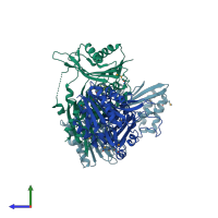 PDB entry 1x2h coloured by chain, side view.