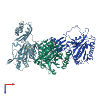 PDB entry 1x2h coloured by chain, top view.
