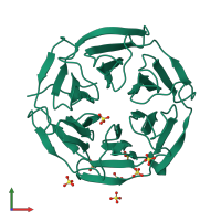 PDB entry 1x2j coloured by chain, front view.