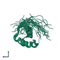 PDB entry 1x2n coloured by chain, ensemble of 20 models, side view.