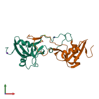PDB entry 1x2w coloured by chain, front view.