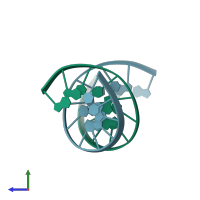 PDB entry 1x2z coloured by chain, side view.