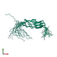 PDB entry 1x3d coloured by chain, ensemble of 20 models, front view.