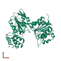 PDB entry 1x3l coloured by chain, front view.