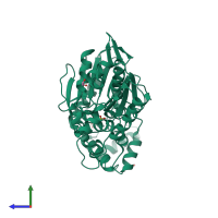 PDB entry 1x3l coloured by chain, side view.