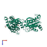 PDB entry 1x3l coloured by chain, top view.