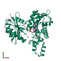 PDB entry 1x3n coloured by chain, front view.