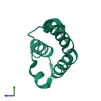 PDB entry 1x3o coloured by chain, side view.