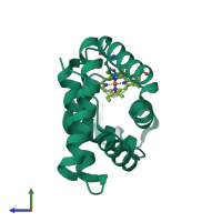 PDB entry 1x46 coloured by chain, side view.