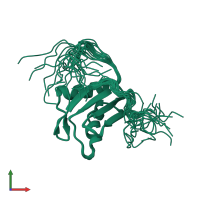 PDB entry 1x4d coloured by chain, ensemble of 20 models, front view.