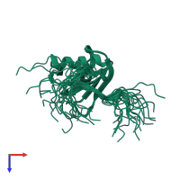 PDB entry 1x4d coloured by chain, ensemble of 20 models, top view.